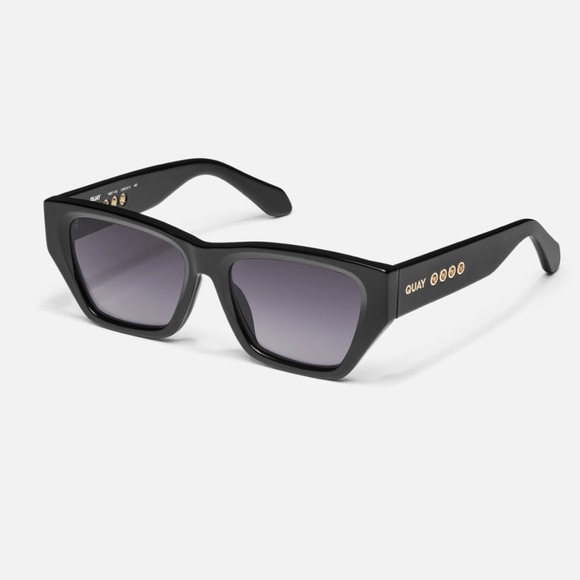 quay australia no apologies black brown square angled grommet detail sunglasses - Picture 4 of 10